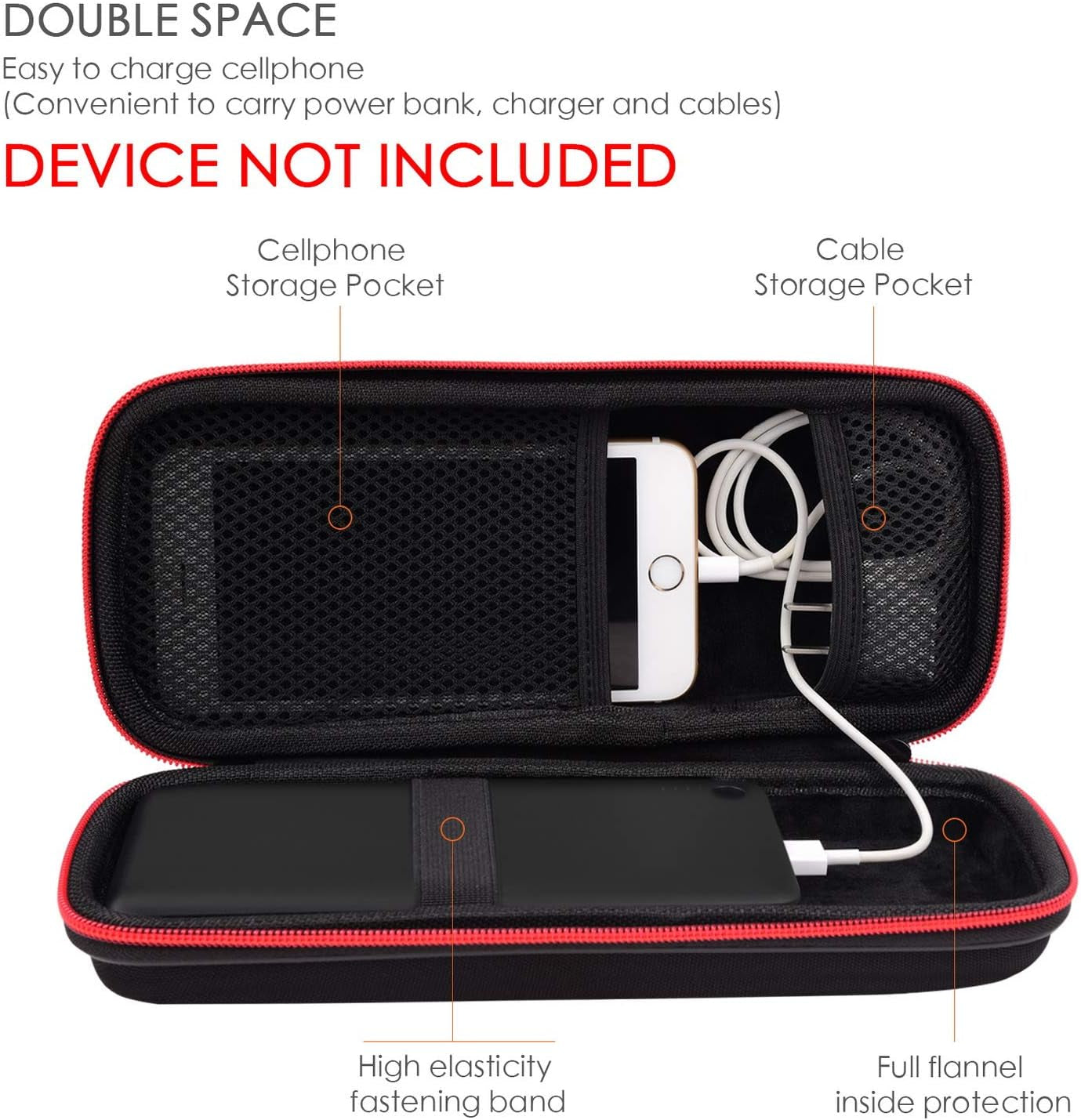 Hard Travel Case Fit for Ravpower 26800/20100/20000Mah, Anker Power Core 26800Mah/Powercore +26800Mah, Dulla M50000 Power Bank 12000Mah, ROMOSS 30000Mah, Lab599 Tx500 Radio by (Large Black)