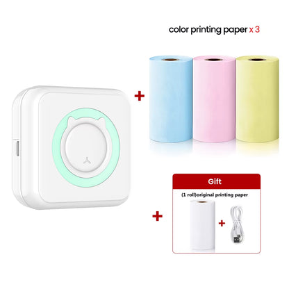 Mini Printer Thermal Printer Inkless Bluetooth Wireless Portable Pocket Self-Adhesive Label Printer for Sticker Lable Maker