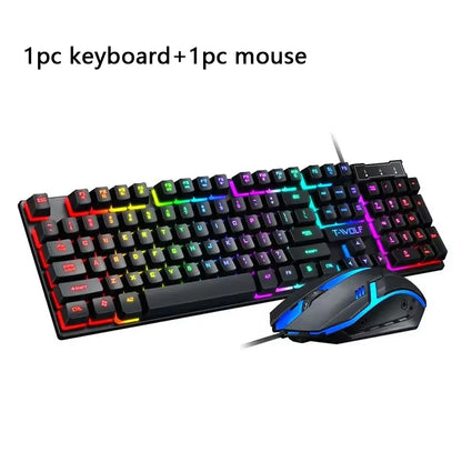 Gaming Keyboard Gamer Keyboard with Backlight USB RGB 104 Rubber Keycaps Wired Ergonomic Russian Keyboard for PC Laptop