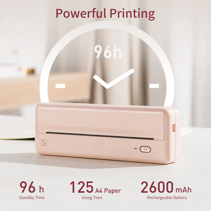 HPRT MT810 Portable Printer, A4 Wireless Bluetooth Travel Printer, Thermal Printer Support 8" & 4" Thermal Roll Paper Suitable for Home Vehincles Office Business