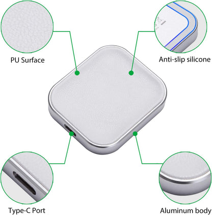 Airpods Pro Charger, Qi Wireless Charger for Airpod 3/Airpods/Airpods Pro, Wireless Charging Station for Apple Airpods Earbuds Wireless Charger Pad for Airpods 3/ Airpods 2(Silver+White)