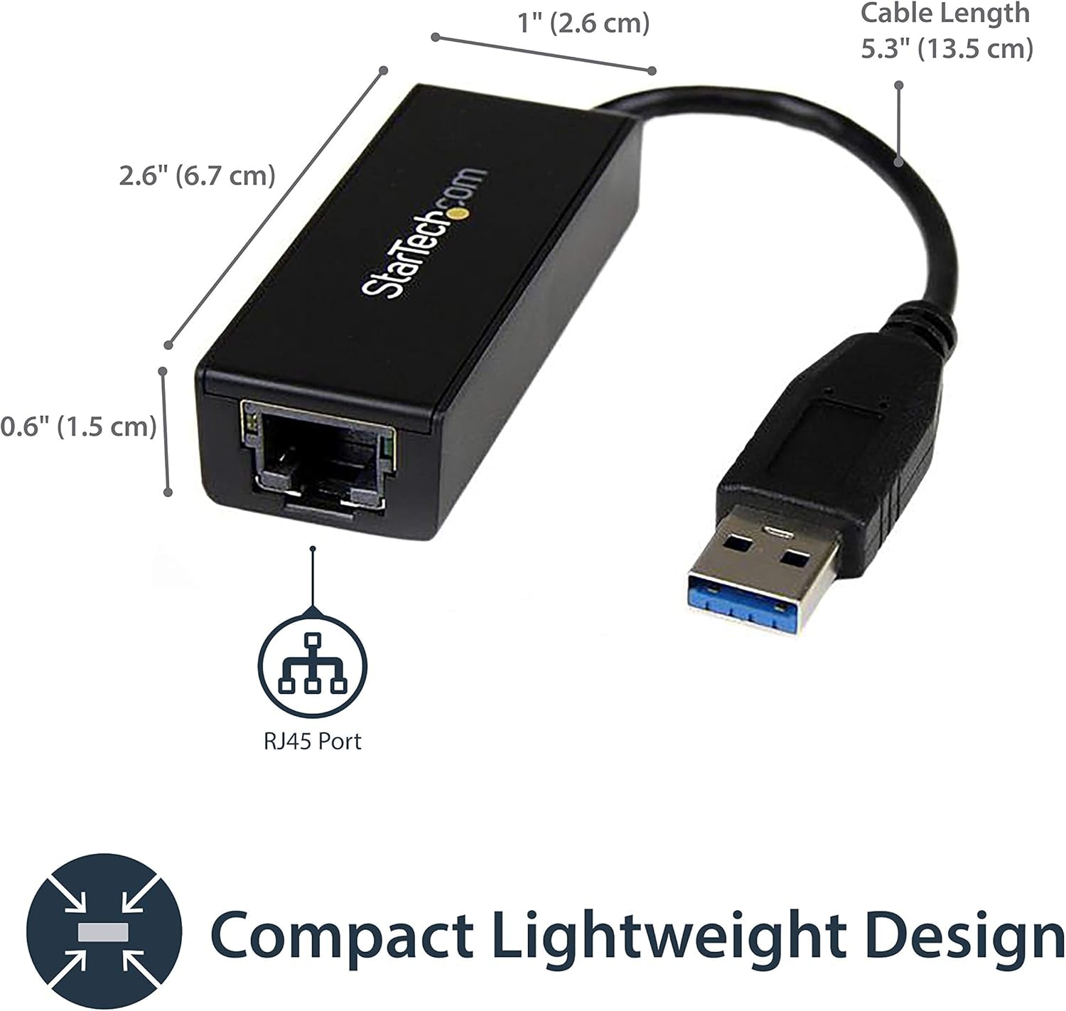 USB 3.0 to Gigabit Ethernet Adapter for Windows and Mac - 10/100/1000 NIC Network Converter - USB to RJ45 Gb Network Adapter for Laptop and Desktop Computers - USB Bus Powered (USB31000S)