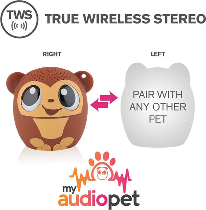 Mini Bluetooth Animal Wireless Speaker for Kids of All Ages - True Wireless Stereo – Pair with Another TWS Pet for Powerful Rich Room-Filling Sound (GOGO Bananas-Monkey)